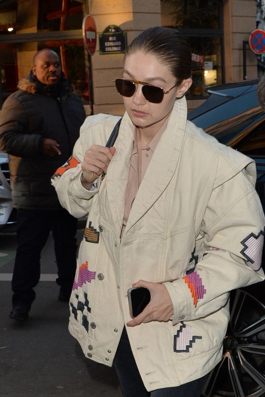 GIGI HADID Out and About in Paris 01/22/2020