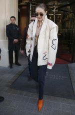 GIGI HADID Out and About in Paris 01/22/2020