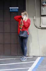 HILARY DUFF Arrives at a Nail Salon in Los Angeles 01/21/2020