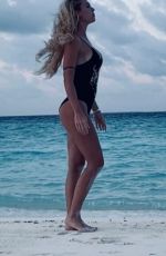ILARY BLASI in Swismuit Doing Yoga at a Beach in Maldives 01/07/2020