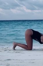 ILARY BLASI in Swismuit Doing Yoga at a Beach in Maldives 01/07/2020