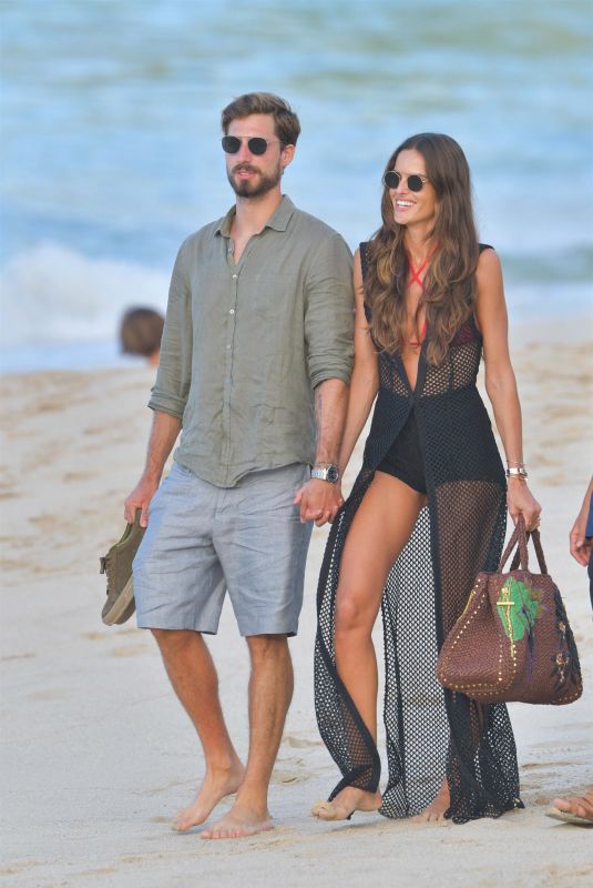 IZABEL GOULART and Kevin Trapp Out on the Beach in St Barth 12/31/2019