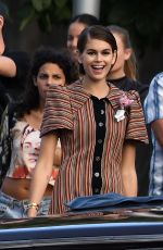 KAIA GERBER Poses with a Classic Car at a Photoshoot in Miami 01/13/2020