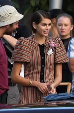 KAIA GERBER Poses with a Classic Car at a Photoshoot in Miami 01/13/2020