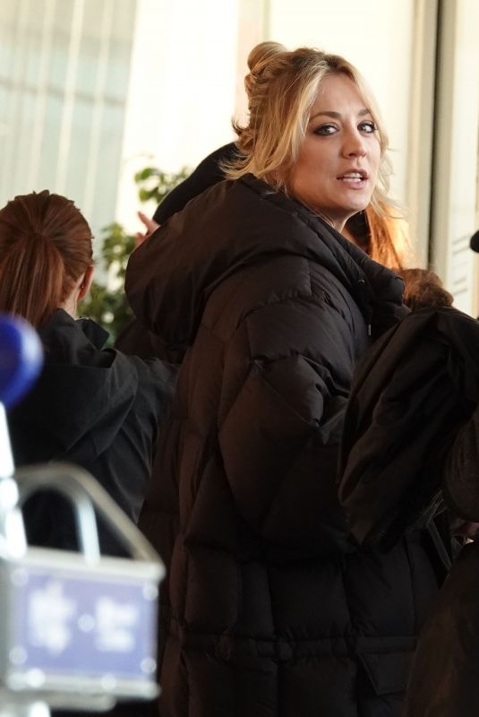 KALEY CUOCO on the Set of The Flight Attendant at Airport in Rome 01/15/2020