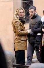 KALEY CUOCO on the Set of The Flight Attendant in Rome 01/16/2020