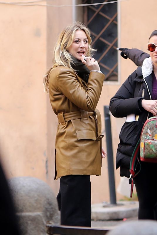 KALEY CUOCO on the Set of The Flight Attendant in Rome 01/16/2020