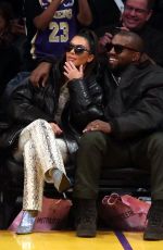 KIM KARDASHIAN and Kanye West at Cleveland Cavaliers vs LA Lakers Game in Los Angeles 01/13/2020