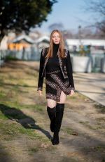 LARSEN THOMPSON Arrivves at Ellie Saab Show at Paris Fashino Week 01/22/2020