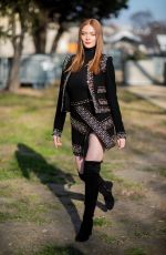 LARSEN THOMPSON Arrivves at Ellie Saab Show at Paris Fashino Week 01/22/2020