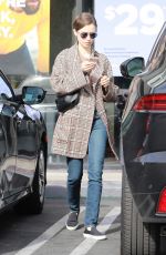 LILY COLLINS Leaves a Massage Therapy in Hollywood 01/07/2020