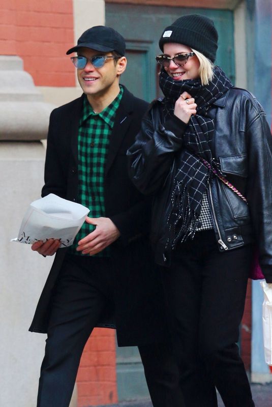 LUCY BOYNTON and Rami Malek Out Shopping in New York 01/21/2020