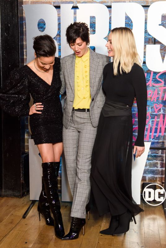 MARGOT ROBBIE, JURNEE SMOLLET-BELL and MARY ELIZABETH WINSTEAD at Birds of Prey Photocall at Harley Quinns Pop-up Roller Disco in London 01/28/2020