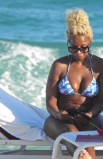 MARY J. BLIGE in Bikini at a Beach in Miami 01/03/2020