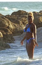 MARY J. BLIGE in Bikini at a Beach in Miami 01/03/2020