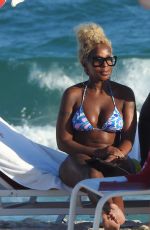 MARY J. BLIGE in Bikini at a Beach in Miami 01/03/2020