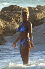 MARY J. BLIGE in Bikini at a Beach in Miami 01/03/2020