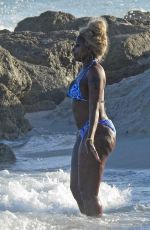 MARY J. BLIGE in Bikini at a Beach in Miami 01/03/2020