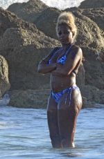 MARY J. BLIGE in Bikini at a Beach in Miami 01/03/2020