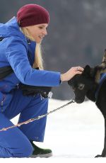 MICHELLE HUNZIKER on the Dog Sled in Sauris 01/25/2020