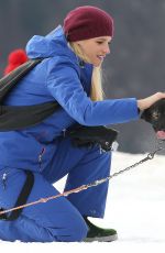 MICHELLE HUNZIKER on the Dog Sled in Sauris 01/25/2020