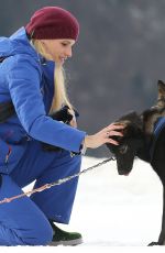 MICHELLE HUNZIKER on the Dog Sled in Sauris 01/25/2020