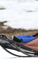 MICHELLE HUNZIKER on the Dog Sled in Sauris 01/25/2020
