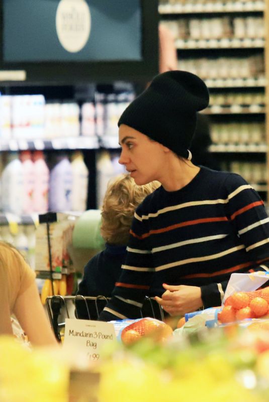 MILA KUNIS Shopping at Whole Foods in Los Angeles 01/08/2020
