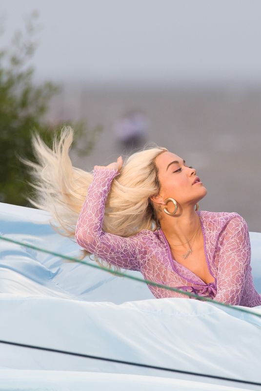 RITA ORA on the Set of Commercial in Miami 01/10/2020