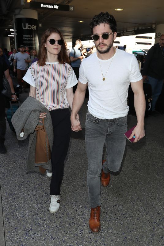 ROSE LESLIE and Kit Harington at LAX Airport in Los Angeles 01/06/2020