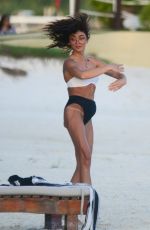 SARAH HYLAND, ASHLEY NEWBROUGH and CIARA ROBINSON in Bikinis at a Beach in Cancun 12/31/2019