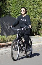 SELENA GOMEZ Riding a Bike Out in Studio City 01/24/2020