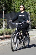 SELENA GOMEZ Riding a Bike Out in Studio City 01/24/2020