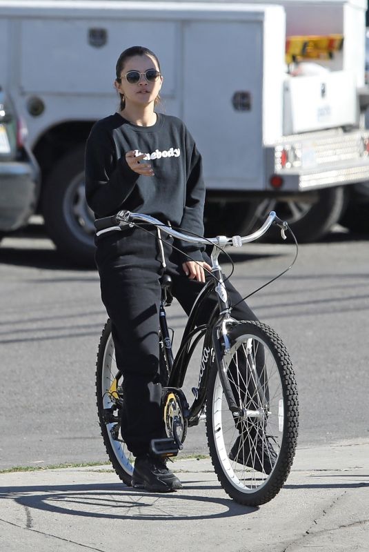 SELENA GOMEZ Riding a Bike Out in Studio City 01/24/2020