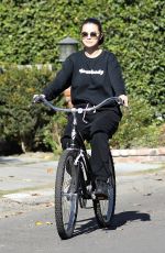 SELENA GOMEZ Riding a Bike Out in Studio City 01/24/2020