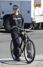 SELENA GOMEZ Riding a Bike Out in Studio City 01/24/2020