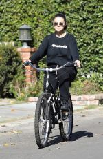 SELENA GOMEZ Riding a Bike Out in Studio City 01/24/2020