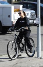 SELENA GOMEZ Riding a Bike Out in Studio City 01/24/2020