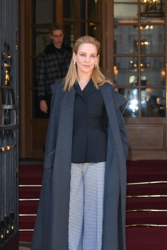 UMA THURMAN Leaves Ritz Hotel in Paris 01/20/2020