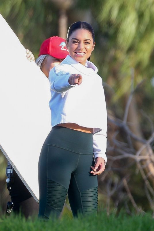 VANESSA HUDGENS Filming a Sportswear Commercial in Los Angeles 01/16/2020