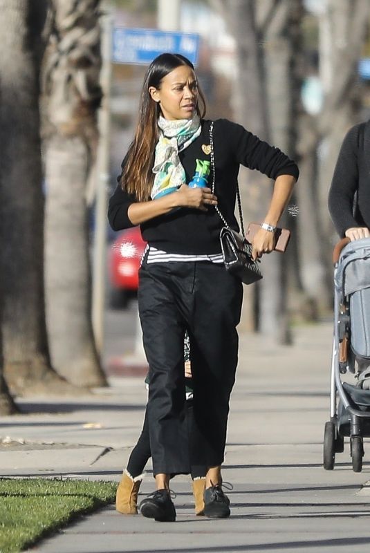 ZOE SALDANA Out and About in Los Angeles 01/18/2020