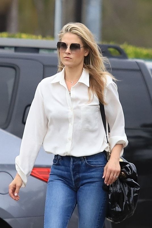 ALI LARTER in Denim Leaves a Hair Salon in Beverly Hills 02/27/2020