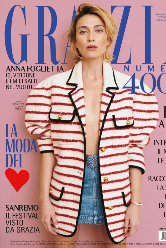 ANNA FOGLIETTA in Grazia Magazine, Italy February 2020