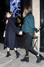 ASHLEY BENSON, CARA DELEVINGNE and KAIA GERBER Leave Hotel Costes in Paris 02/24/2020