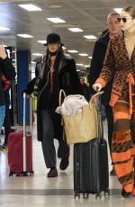 BELLA, GIGI and YOLANDA HADID Leaving Milan after Fashion Week 02/23/2020