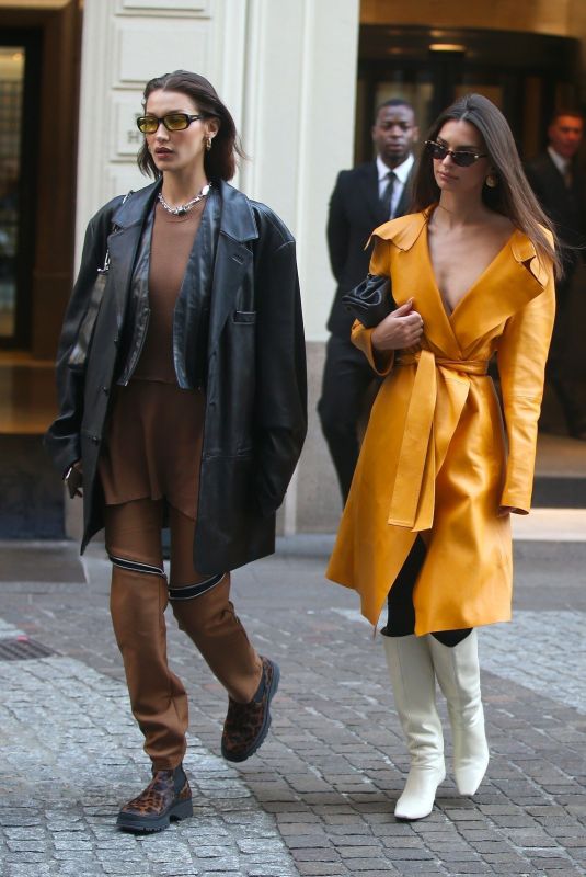 BELLA HADID and EMILY RATAJKOWSKI Arrives at Fondazione Prada Exhibition in Milan 02/23/2020