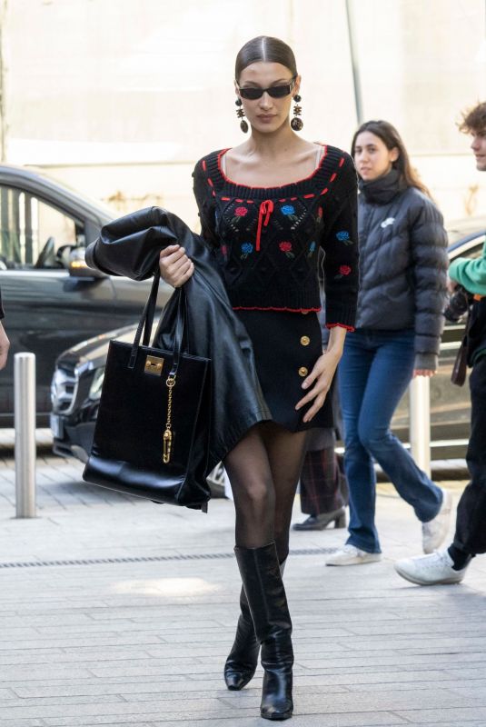 BELLA HADID Arrives at Versace Fashion Show at MFW in Milan 02/21/2020