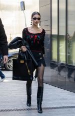 BELLA HADID Arrives at Versace Fashion Show at MFW in Milan 02/21/2020