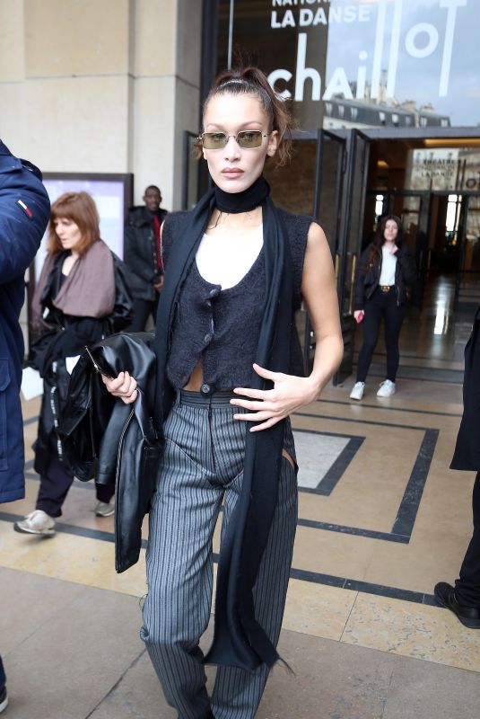 BELLA HADID Leaves Haider Ackermann Fashion Show at PFW in Paris 02/29/2020