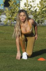 BIANCA GASCOIGNE in Tights Working Out in Essex 02/26/2020